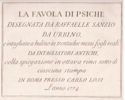 La favola di Psiche disegnata da Raffaello Sanzio da Urbino e intagliata a bulino in trentadue mezzi fogli reali da intagliatori antichi, colla spiegazione in ottava rima sotto di ciascuna stampa