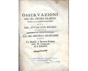 Osservazione del sig. Pietro Filarco sopra la confutazione del sig. avvocato Nicoli stampata contro  ...